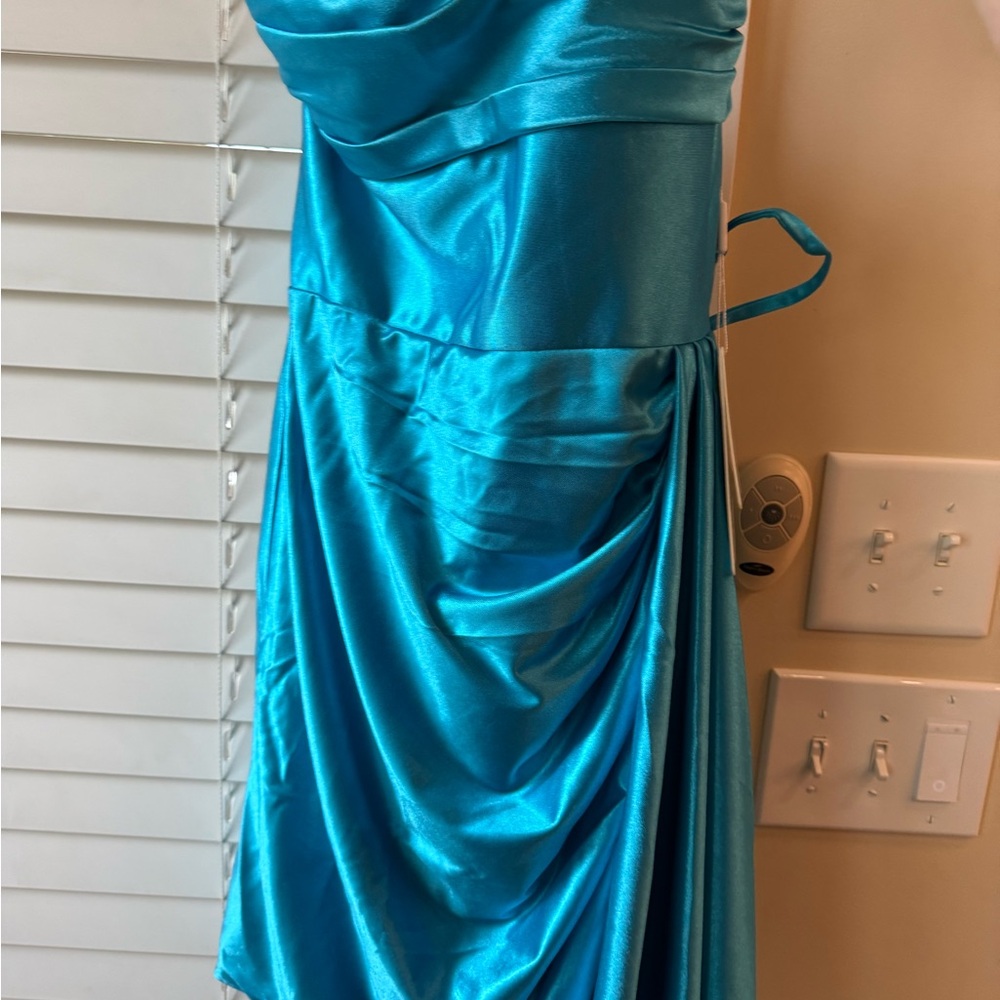 Vibrant Blue Satin Cocktail Dress